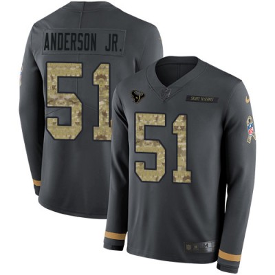 Nike Houston Texans #51 Will Anderson Jr. Anthracite Salute to Service Men's Stitched NFL Limited Therma Long Sleeve Jersey Men's